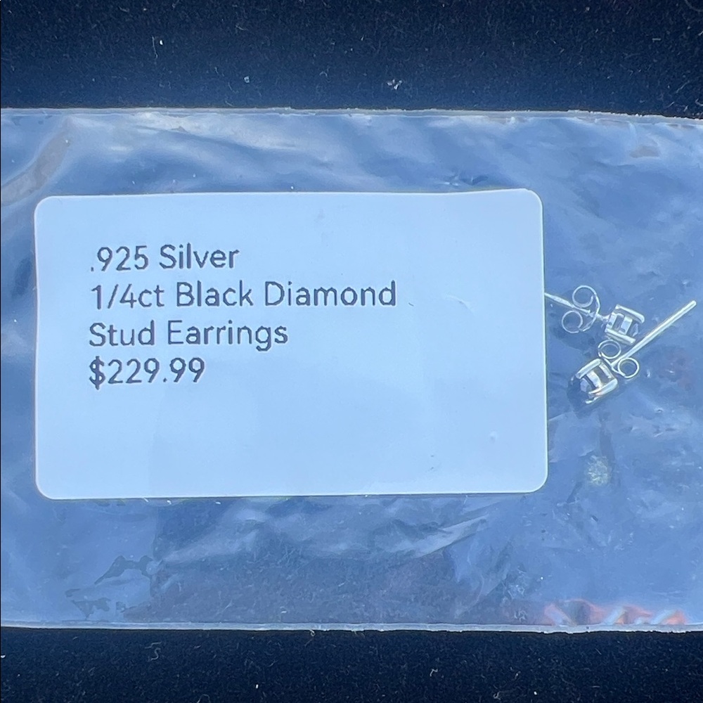 925 Sterling Silver 1/4ct Black Diamond Stud Earrings